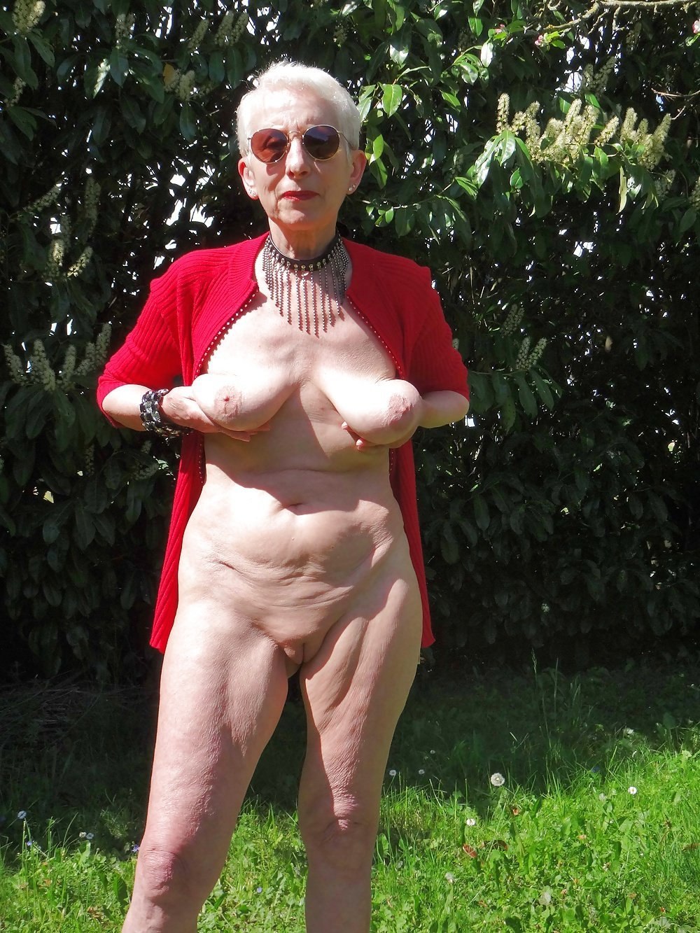 Naked old women with young