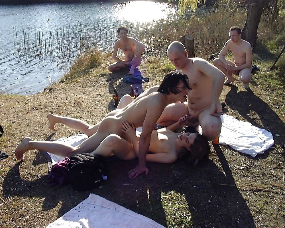 Young swingers in nature