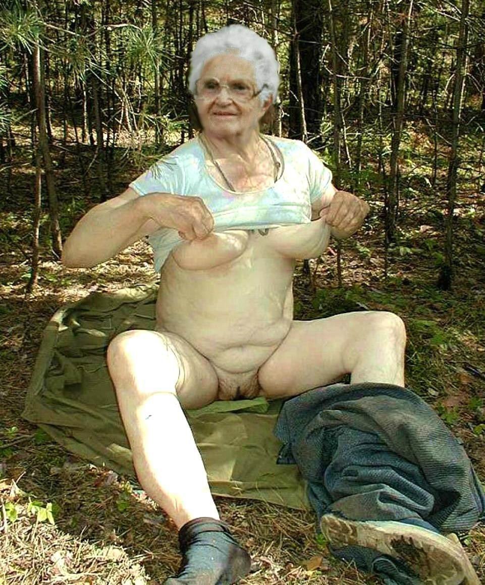 Naked elderly old women