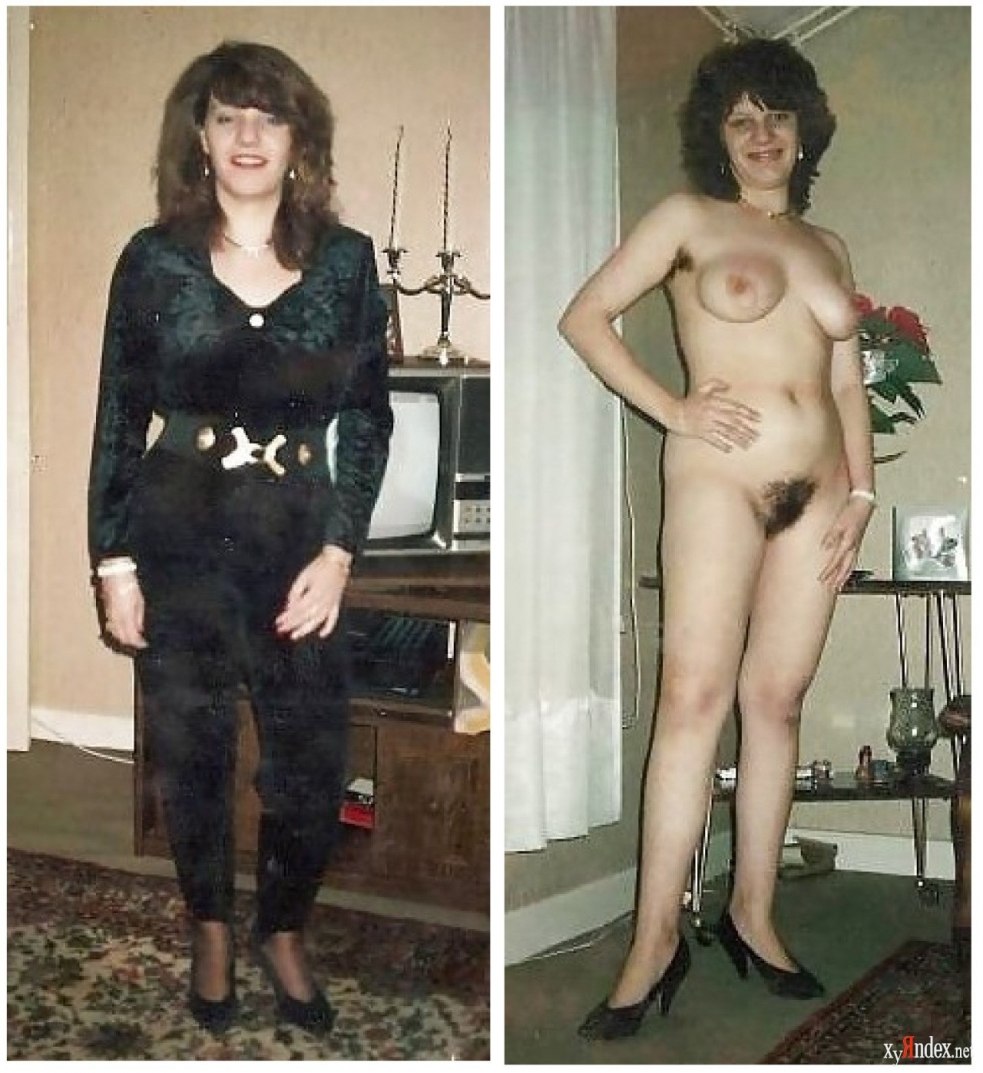 Red -haired girl dressed and undressed