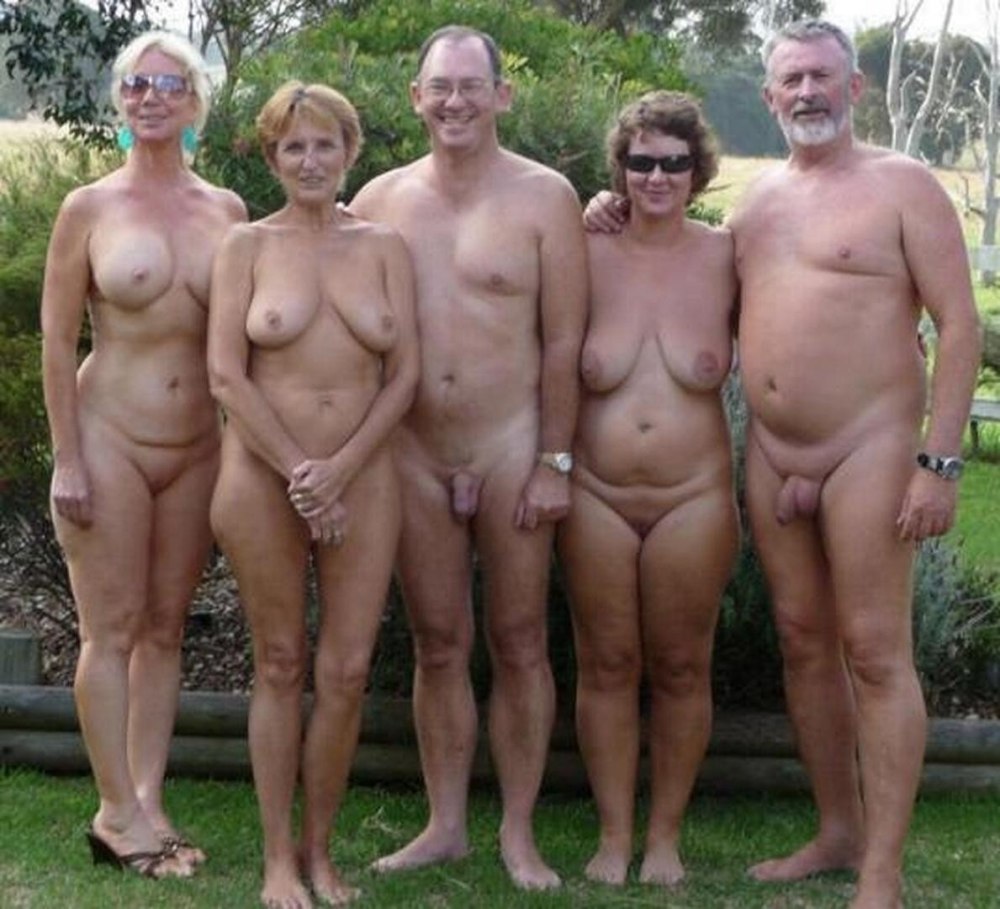 Group of naked elderly women