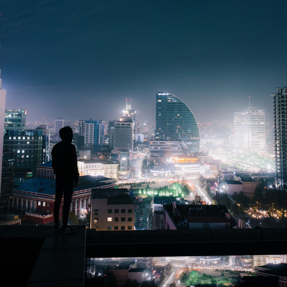The silhouette of a man