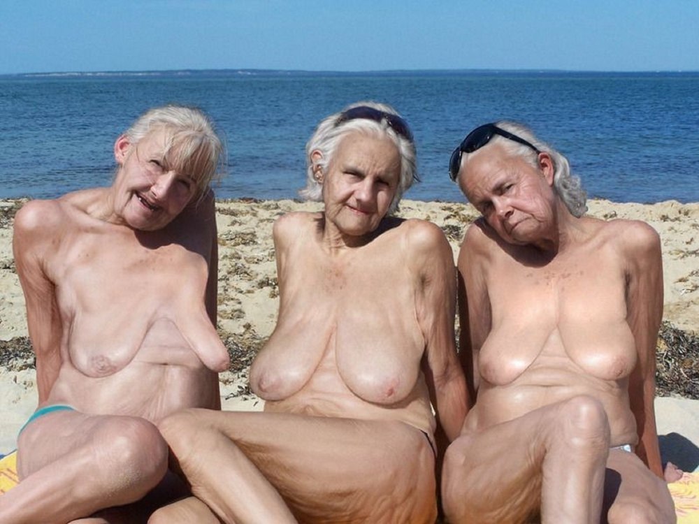 Elderly nudist on the river