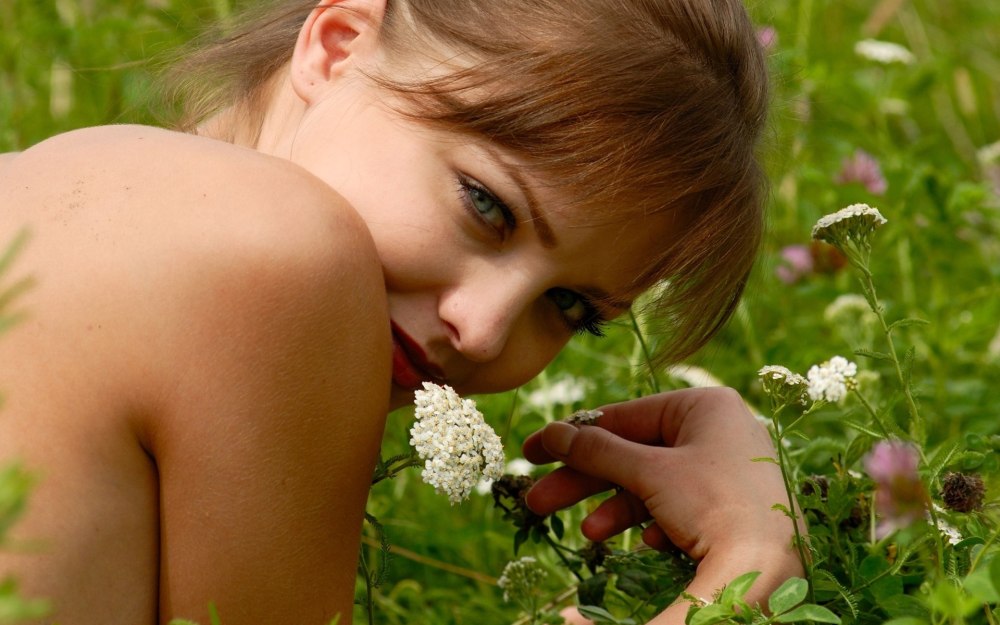 Naked with flowers