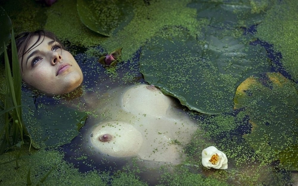 Naked girls in a swamp