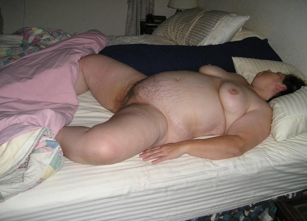 Naked drunk old woman
