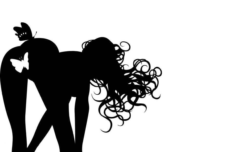 The silhouette of the girl drawing