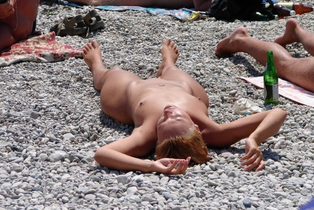 Naked women on the beach debauchery