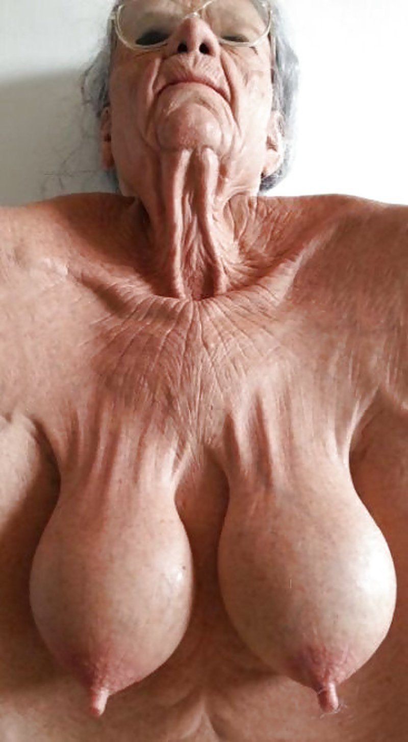 Naked old women close -up